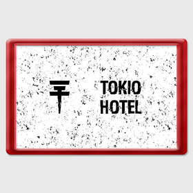 Магнит 45*70 с принтом Tokio Hotel glitch на светлом фоне: надпись и символ в Кировске, Пластик | Размер: 78*52 мм; Размер печати: 70*45 | Тематика изображения на принте: 