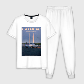 Мужская пижама хлопок с принтом Lada 110 обложка журнала в Петрозаводске, 100% хлопок | брюки и футболка прямого кроя, без карманов, на брюках мягкая резинка на поясе и по низу штанин
 | 