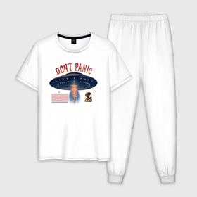 Мужская пижама хлопок с принтом Без паники, похищение , 100% хлопок | брюки и футболка прямого кроя, без карманов, на брюках мягкая резинка на поясе и по низу штанин
 | 
