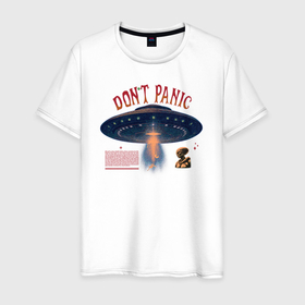Мужская футболка хлопок с принтом Без паники, похищение в Петрозаводске, 100% хлопок | прямой крой, круглый вырез горловины, длина до линии бедер, слегка спущенное плечо. | 