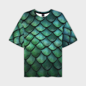 Мужская футболка oversize 3D с принтом Чешуя зелёного дракона: арт нейросети в Петрозаводске,  |  | Тематика изображения на принте: 