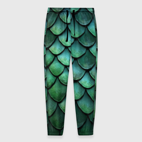 Мужские брюки 3D с принтом Чешуя зелёного дракона: арт нейросети , 100% полиэстер | манжеты по низу, эластичный пояс регулируется шнурком, по бокам два кармана без застежек, внутренняя часть кармана из мелкой сетки | 