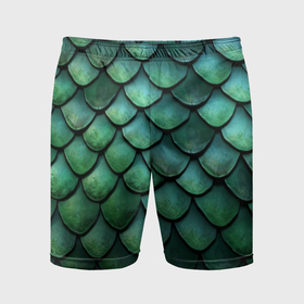 Мужские шорты спортивные с принтом Чешуя зелёного дракона: арт нейросети ,  |  | 