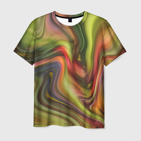 Мужская футболка 3D с принтом Abstraction waves в Тюмени, 100% полиэфир | прямой крой, круглый вырез горловины, длина до линии бедер | 
