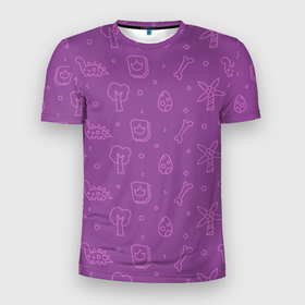 Мужская футболка 3D Slim с принтом Violet dinosaurs , 100% полиэстер с улучшенными характеристиками | приталенный силуэт, круглая горловина, широкие плечи, сужается к линии бедра | Тематика изображения на принте: 