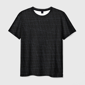 Мужская футболка 3D с принтом Текстура чёрно серый в Тюмени, 100% полиэфир | прямой крой, круглый вырез горловины, длина до линии бедер | 