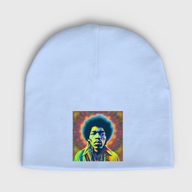 Мужская шапка демисезонная с принтом Jimi Hendrix Magic Glitch Art ,  |  | Тематика изображения на принте: 