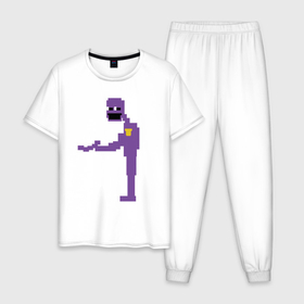 Мужская пижама хлопок с принтом Фиолетовый человек FNAF в Тюмени, 100% хлопок | брюки и футболка прямого кроя, без карманов, на брюках мягкая резинка на поясе и по низу штанин
 | 
