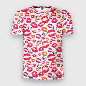 Мужская футболка 3D Slim с принтом Поцелуи   kiss в Кировске, 100% полиэстер с улучшенными характеристиками | приталенный силуэт, круглая горловина, широкие плечи, сужается к линии бедра | 