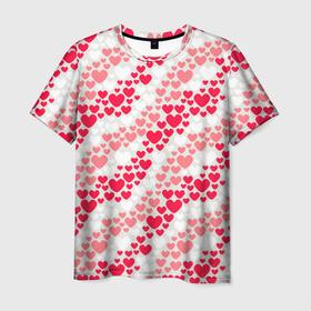 Мужская футболка 3D с принтом Волны Любви   сердечки в Белгороде, 100% полиэфир | прямой крой, круглый вырез горловины, длина до линии бедер | Тематика изображения на принте: 