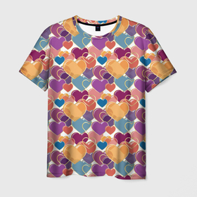 Мужская футболка 3D с принтом Красивые Сердечки в Белгороде, 100% полиэфир | прямой крой, круглый вырез горловины, длина до линии бедер | 
