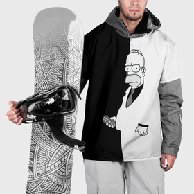 Накидка на куртку 3D с принтом Homer Simpson   black and white в Кировске, 100% полиэстер |  | Тематика изображения на принте: 