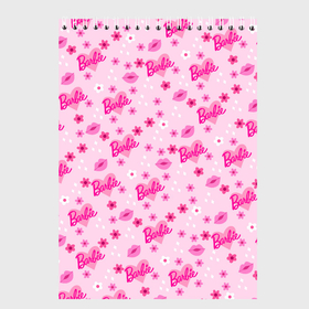 Скетчбук с принтом Барби, сердечки и цветочки , 100% бумага
 | 48 листов, плотность листов — 100 г/м2, плотность картонной обложки — 250 г/м2. Листы скреплены сверху удобной пружинной спиралью | 