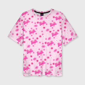 Женская футболка oversize 3D с принтом Барби, сердечки и цветочки в Петрозаводске,  |  | 