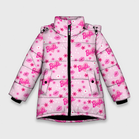 Зимняя куртка для девочек 3D с принтом Барби, сердечки и цветочки в Новосибирске, ткань верха — 100% полиэстер; подклад — 100% полиэстер, утеплитель — 100% полиэстер. | длина ниже бедра, удлиненная спинка, воротник стойка и отстегивающийся капюшон. Есть боковые карманы с листочкой на кнопках, утяжки по низу изделия и внутренний карман на молнии. 

Предусмотрены светоотражающий принт на спинке, радужный светоотражающий элемент на пуллере молнии и на резинке для утяжки. | 