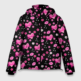 Мужская зимняя куртка 3D с принтом Черный фон, барби и цветы в Новосибирске, верх — 100% полиэстер; подкладка — 100% полиэстер; утеплитель — 100% полиэстер | длина ниже бедра, свободный силуэт Оверсайз. Есть воротник-стойка, отстегивающийся капюшон и ветрозащитная планка. 

Боковые карманы с листочкой на кнопках и внутренний карман на молнии. | 