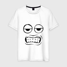 Мужская футболка хлопок с принтом Уставший недовольный emoji в Екатеринбурге, 100% хлопок | прямой крой, круглый вырез горловины, длина до линии бедер, слегка спущенное плечо. | 