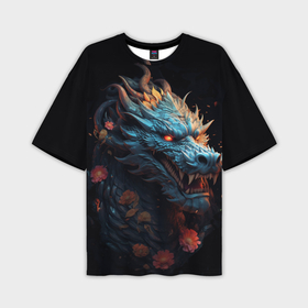 Мужская футболка oversize 3D с принтом Дракон с цветами: арт нейросети в Белгороде,  |  | Тематика изображения на принте: 