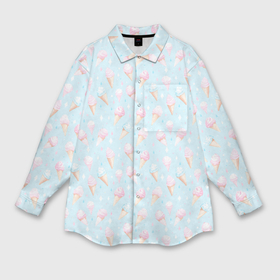 Мужская рубашка oversize 3D с принтом Цветное мороженое в пастельных цветах в Тюмени,  |  | Тематика изображения на принте: 