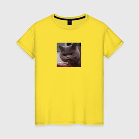 Женская футболка хлопок с принтом Кот 