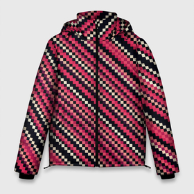 Мужская зимняя куртка 3D с принтом Полосы пиксели красный в Кировске, верх — 100% полиэстер; подкладка — 100% полиэстер; утеплитель — 100% полиэстер | длина ниже бедра, свободный силуэт Оверсайз. Есть воротник-стойка, отстегивающийся капюшон и ветрозащитная планка. 

Боковые карманы с листочкой на кнопках и внутренний карман на молнии. | 
