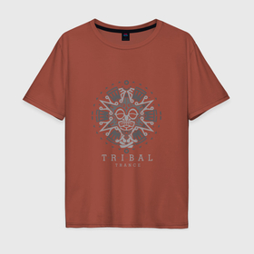 Мужская футболка хлопок Oversize с принтом Tribal trance mandala , 100% хлопок | свободный крой, круглый ворот, “спинка” длиннее передней части | 