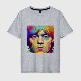 Мужская футболка хлопок Oversize с принтом Brian Jones Digital Portret в Курске, 100% хлопок | свободный крой, круглый ворот, “спинка” длиннее передней части | 