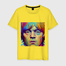 Мужская футболка хлопок с принтом Brian Jones Digital Portret в Курске, 100% хлопок | прямой крой, круглый вырез горловины, длина до линии бедер, слегка спущенное плечо. | 