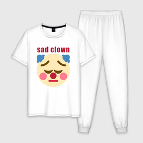 Мужская пижама хлопок с принтом Sad clown в Белгороде, 100% хлопок | брюки и футболка прямого кроя, без карманов, на брюках мягкая резинка на поясе и по низу штанин
 | Тематика изображения на принте: 