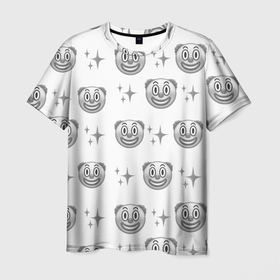 Мужская футболка 3D с принтом Клоунада чб в Новосибирске, 100% полиэфир | прямой крой, круглый вырез горловины, длина до линии бедер | 