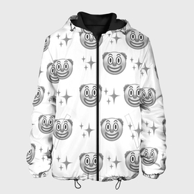 Мужская куртка 3D с принтом Клоунада чб в Новосибирске, ткань верха — 100% полиэстер, подклад — флис | прямой крой, подол и капюшон оформлены резинкой с фиксаторами, два кармана без застежек по бокам, один большой потайной карман на груди. Карман на груди застегивается на липучку | 
