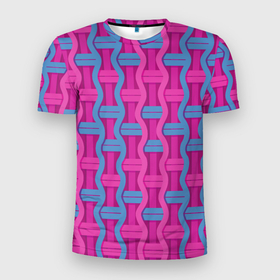 Мужская футболка 3D Slim с принтом Pink blue fantasy в Новосибирске, 100% полиэстер с улучшенными характеристиками | приталенный силуэт, круглая горловина, широкие плечи, сужается к линии бедра | 