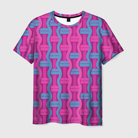Мужская футболка 3D с принтом Pink blue fantasy в Новосибирске, 100% полиэфир | прямой крой, круглый вырез горловины, длина до линии бедер | 