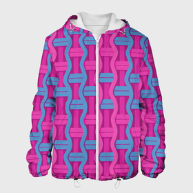 Мужская куртка 3D с принтом Pink blue fantasy в Новосибирске, ткань верха — 100% полиэстер, подклад — флис | прямой крой, подол и капюшон оформлены резинкой с фиксаторами, два кармана без застежек по бокам, один большой потайной карман на груди. Карман на груди застегивается на липучку | Тематика изображения на принте: 