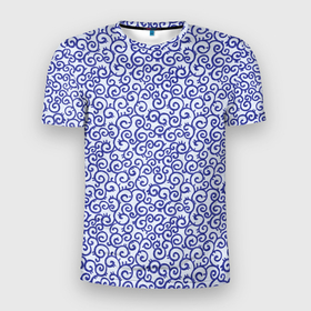 Мужская футболка 3D Slim с принтом Завитушки в Екатеринбурге, 100% полиэстер с улучшенными характеристиками | приталенный силуэт, круглая горловина, широкие плечи, сужается к линии бедра | 