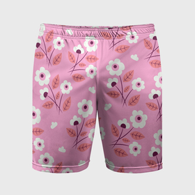 Мужские шорты спортивные с принтом Flowers on pink в Кировске,  |  | 