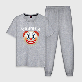 Мужская пижама хлопок с принтом You are clown в Петрозаводске, 100% хлопок | брюки и футболка прямого кроя, без карманов, на брюках мягкая резинка на поясе и по низу штанин
 | 