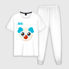 Мужская пижама хлопок с принтом Me clown в Белгороде, 100% хлопок | брюки и футболка прямого кроя, без карманов, на брюках мягкая резинка на поясе и по низу штанин
 | Тематика изображения на принте: 