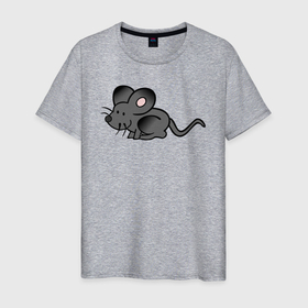 Мужская футболка хлопок с принтом Маленькая чёрная мышь , 100% хлопок | прямой крой, круглый вырез горловины, длина до линии бедер, слегка спущенное плечо. | 