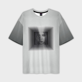 Мужская футболка oversize 3D с принтом Взгляд девушки с рамки в Белгороде,  |  | 