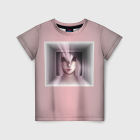 Детская футболка 3D с принтом Девушка с аниме в рамке в Екатеринбурге, 100% гипоаллергенный полиэфир | прямой крой, круглый вырез горловины, длина до линии бедер, чуть спущенное плечо, ткань немного тянется | 
