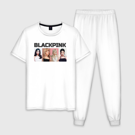 Мужская пижама хлопок с принтом Корейская группа Blackpink, анимационный стиль в Тюмени, 100% хлопок | брюки и футболка прямого кроя, без карманов, на брюках мягкая резинка на поясе и по низу штанин
 | 