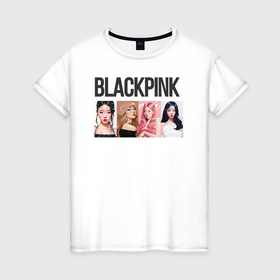 Женская футболка хлопок с принтом Корейская поп группа Blackpink, анимационный стиль , 100% хлопок | прямой крой, круглый вырез горловины, длина до линии бедер, слегка спущенное плечо | 
