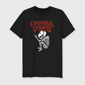 Мужская футболка хлопок Slim с принтом Cannibal Corpse   скелет , 92% хлопок, 8% лайкра | приталенный силуэт, круглый вырез ворота, длина до линии бедра, короткий рукав | Тематика изображения на принте: 