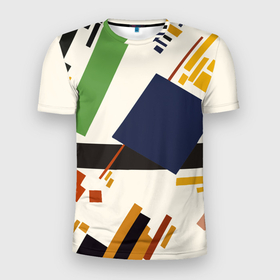 Мужская футболка 3D Slim с принтом Малевич супрематическая композиция в Санкт-Петербурге, 100% полиэстер с улучшенными характеристиками | приталенный силуэт, круглая горловина, широкие плечи, сужается к линии бедра | 