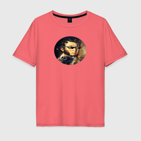 Мужская футболка хлопок Oversize с принтом Пушкин А.С в Санкт-Петербурге, 100% хлопок | свободный крой, круглый ворот, “спинка” длиннее передней части | 