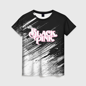 Женская футболка 3D с принтом Blackpink   черно белый в Петрозаводске, 100% полиэфир ( синтетическое хлопкоподобное полотно) | прямой крой, круглый вырез горловины, длина до линии бедер | 