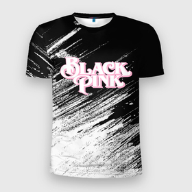 Мужская футболка 3D Slim с принтом Blackpink   черно белый в Белгороде, 100% полиэстер с улучшенными характеристиками | приталенный силуэт, круглая горловина, широкие плечи, сужается к линии бедра | 