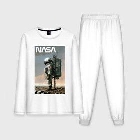 Мужская пижама с лонгсливом хлопок с принтом Nasa   пункт подзарядки космонавта   нейросеть в Петрозаводске,  |  | 