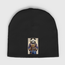 Мужская шапка демисезонная с принтом Крутой панда   стимпанк   нейросеть в Тюмени,  |  | Тематика изображения на принте: 